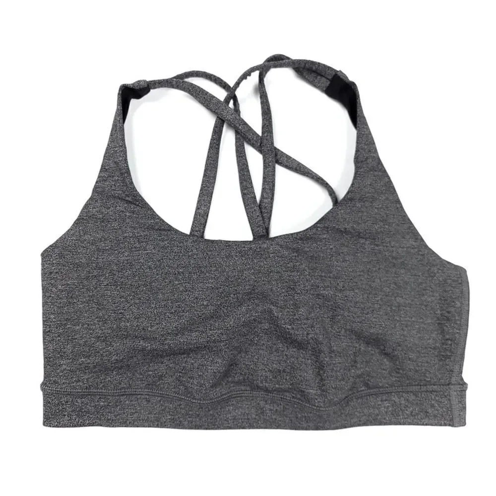 LULULEMON Energy Strappy Racerback Sports Bra Top in Heathered Black Gray Small
